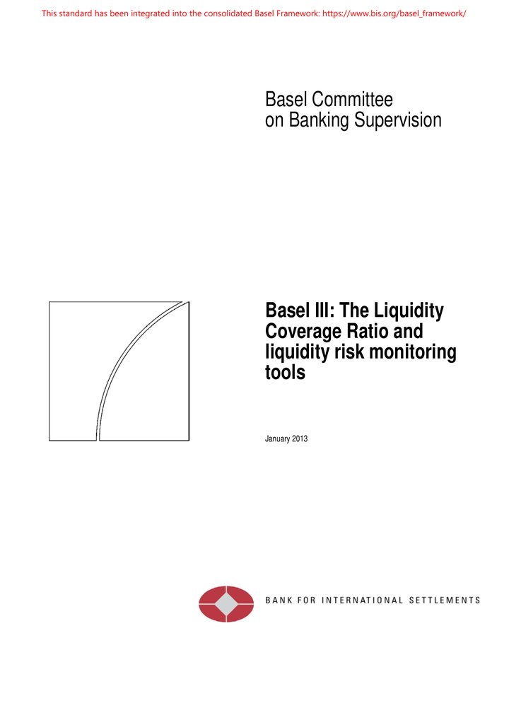 Primera página del documento: Basel III: The Liquidity Coverage Ratio and liquidity risk monitoring tools