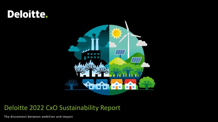 Primera página del documento: 2022 Deloitte CxO Sustainability Report: The disconnect between ambition and impact