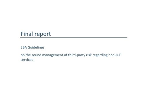 Guidelines on the sound management of third-party risk regarding non-ICT services (EBA/GL/2026/09): final report
