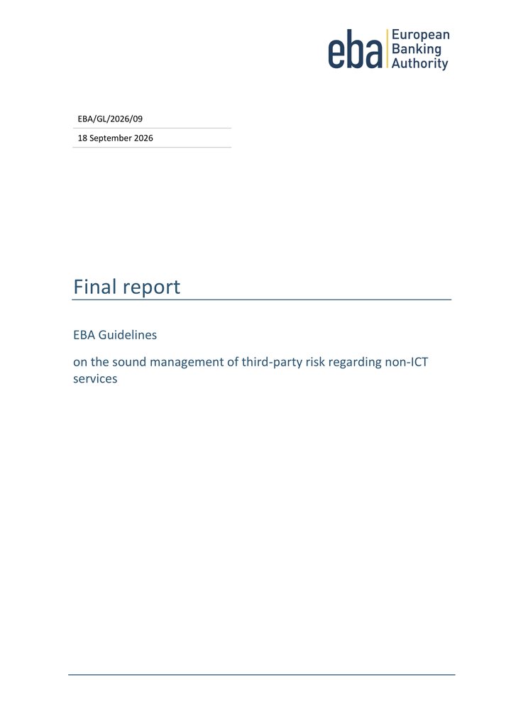 Primera página del documento: Guidelines on the sound management of third-party risk regarding non-ICT services (EBA/GL/2026/09): final report