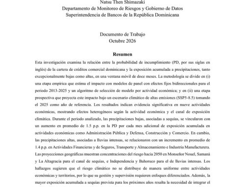Relación entre la exposición acumulada a eventos de precipitación extrema y la probabilidad de incumplimiento de la cartera comercial dominicana